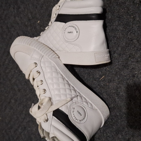 Karl Langerfeld Paris 7M Lace-up white hi tops - Picture 5 of 6